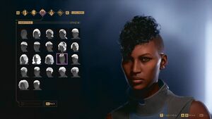 A screenshot showing variety of hairstyle options