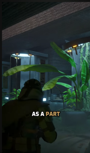 A screenshot of a video showing plants growing in an Eco Lab with the subtitle fragment 'AS A PART'